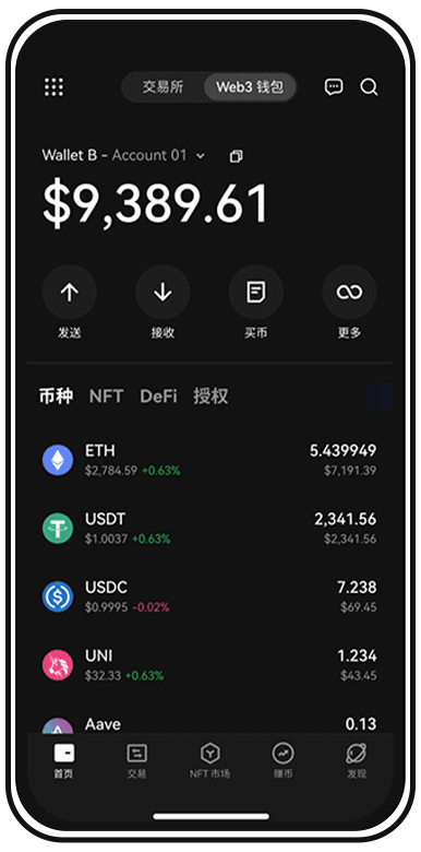 数字货币交易所应用界面